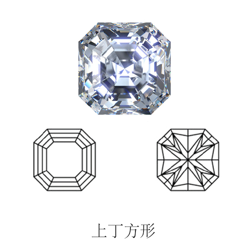 asscher cut display of LONITÉ cremation diamonds from ashes and cremated remains