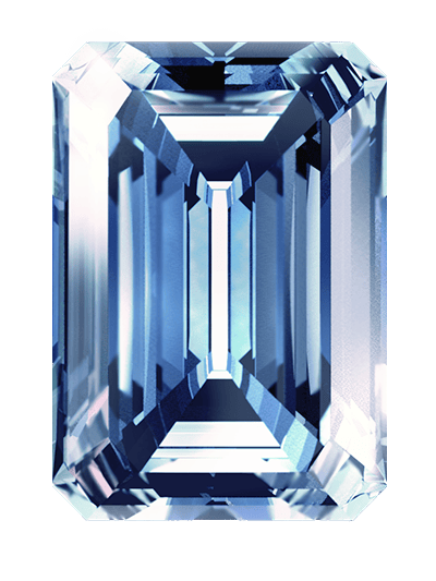 The image displays a memorial diamond from ashes in white colour and emerald cut.